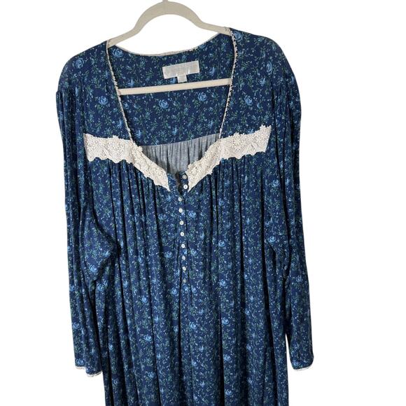 Eileen West Blue Floral Nightgown Modal Cottagecore Sleep Womens Plus 2x - Picture 2 of 7